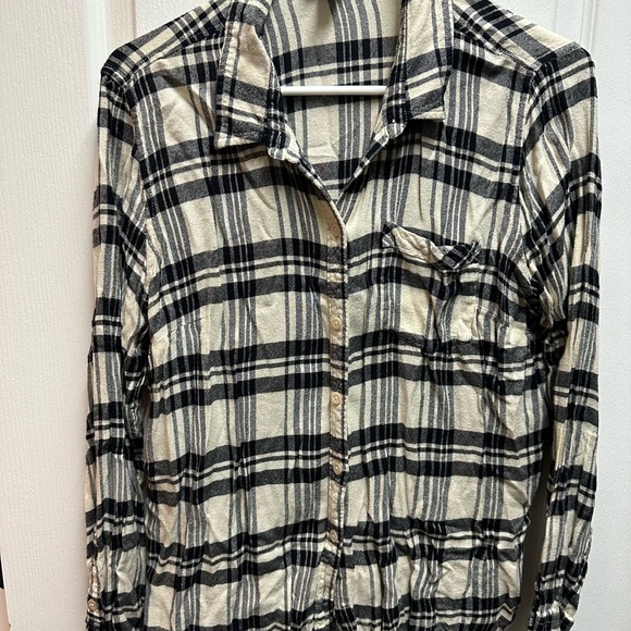 Lucky Brand Tops - Lucky Brand Women's Black and Cream Plaid Shirt size L/ NWOT B46